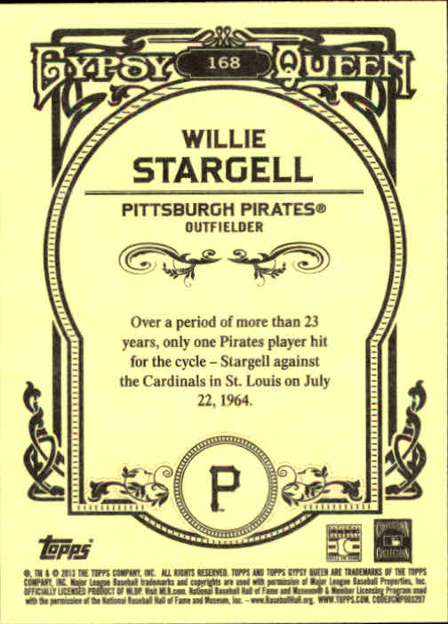 2013 Topps Gypsy Queen #168 Willie Stargell back image