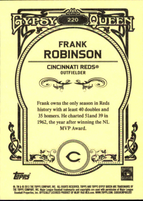 2013 Topps Gypsy Queen #220 Frank Robinson back image