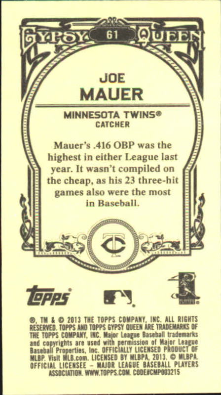 A6693- 2013 Topps Gypsy Queen BB Verschieden Mini Karten -du Pick- 15 + Gratis - Bild 79 von 382