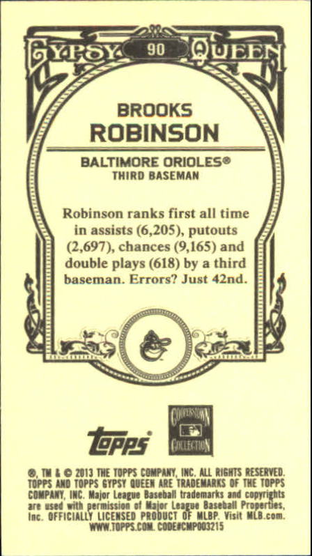 2013 Topps Gypsy Queen Mini #90A Brooks Robinson back image
