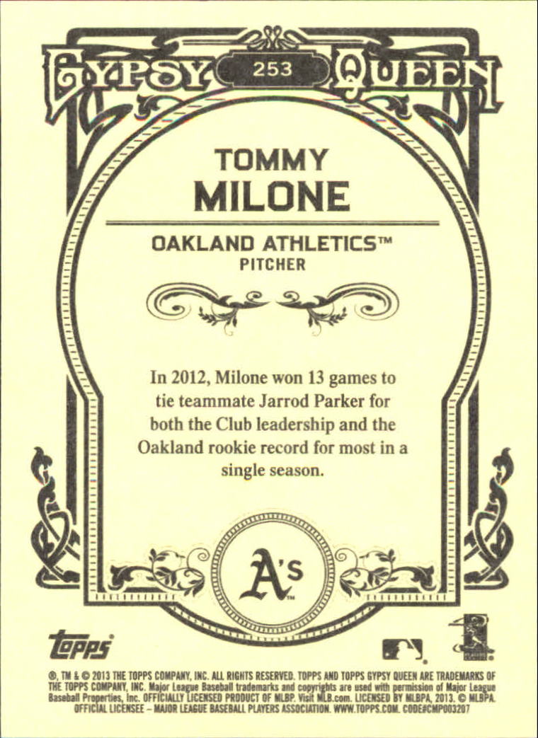 2013 Topps Gypsy Queen Framed Blue #253 Tommy Milone back image