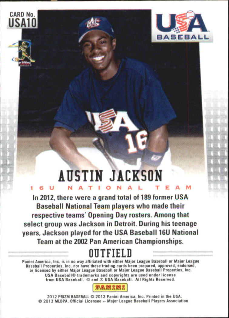 2012 Panini Prizm USA Baseball #USA9 Justin Upton back image