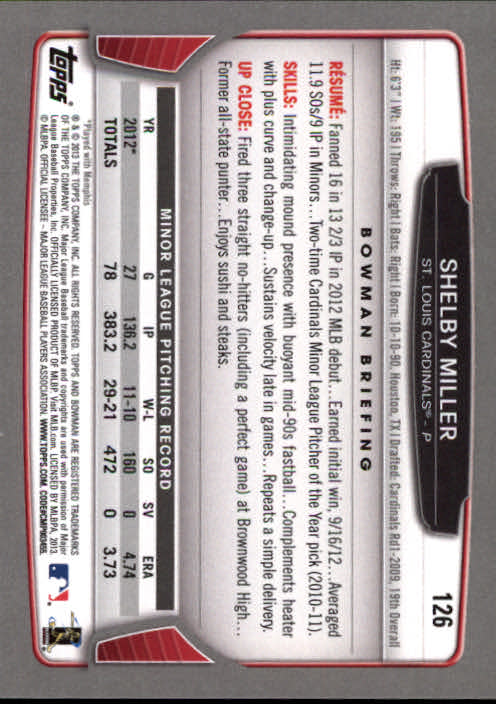 2013 Bowman Baseball "Main Set Gold" Parallel Cards - Picture 231 of 389