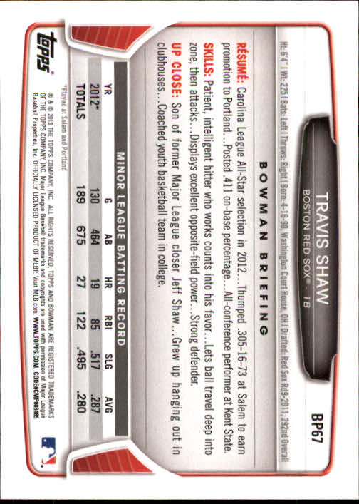 2013 Bowman Baseball "Prospects" Insert Cards #BP1 to #BP110 - Picture 129 of 215