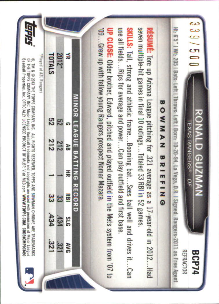 2013 Bowman Chrome Baseball Part 4 - Picture 176 of 316