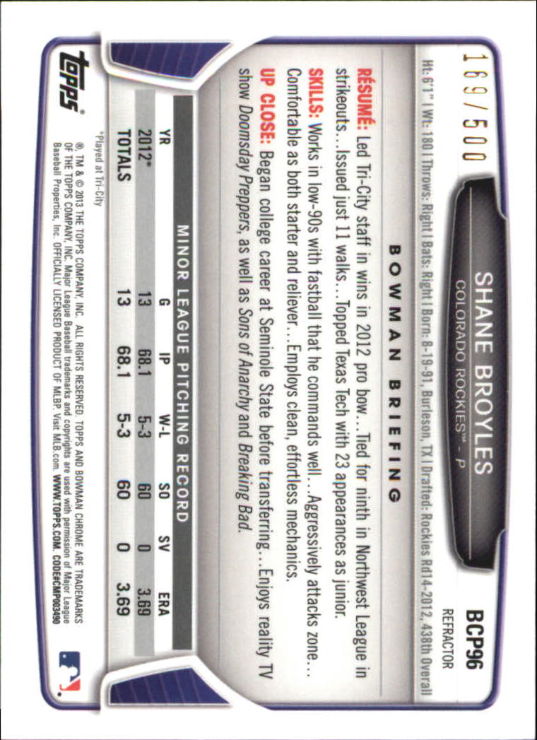 2013 Bowman Chrome Baseball Part 4 - Picture 181 of 316