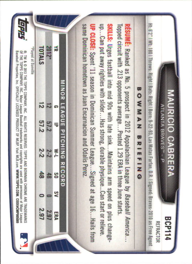 2013 Bowman Chrome Baseball Part 4 - Picture 185 of 316