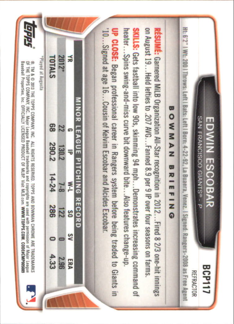 2013 Bowman Chrome Baseball Part 4 - Picture 189 of 316