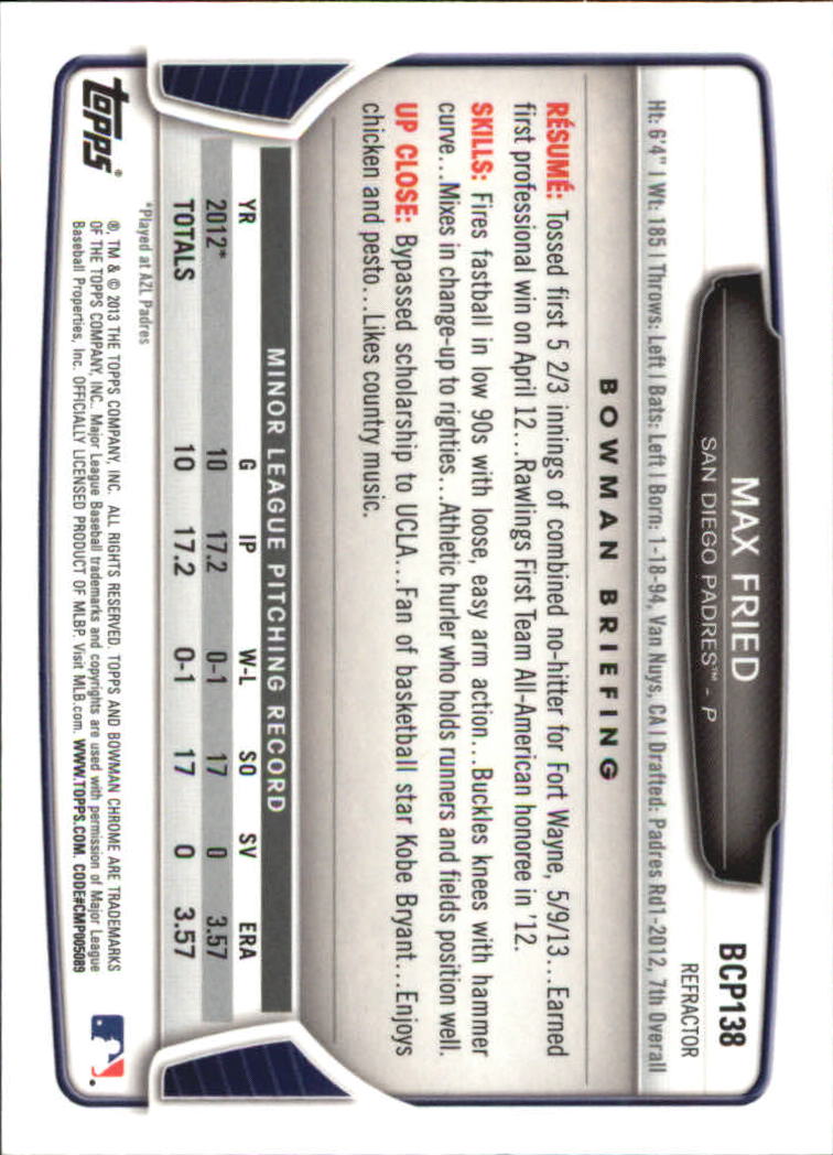 2013 Bowman Chrome Baseball Part 4 - Picture 213 of 316