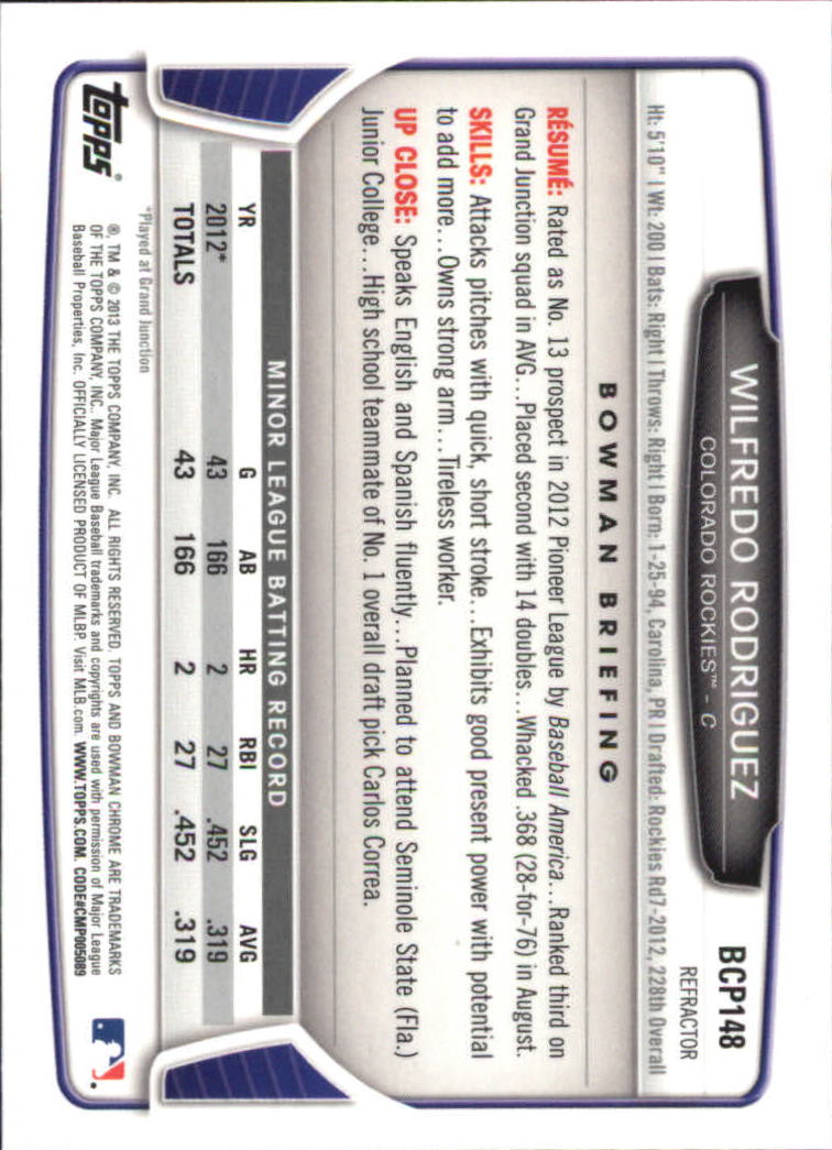 2013 Bowman Chrome Baseball Part 4 - Picture 225 of 316