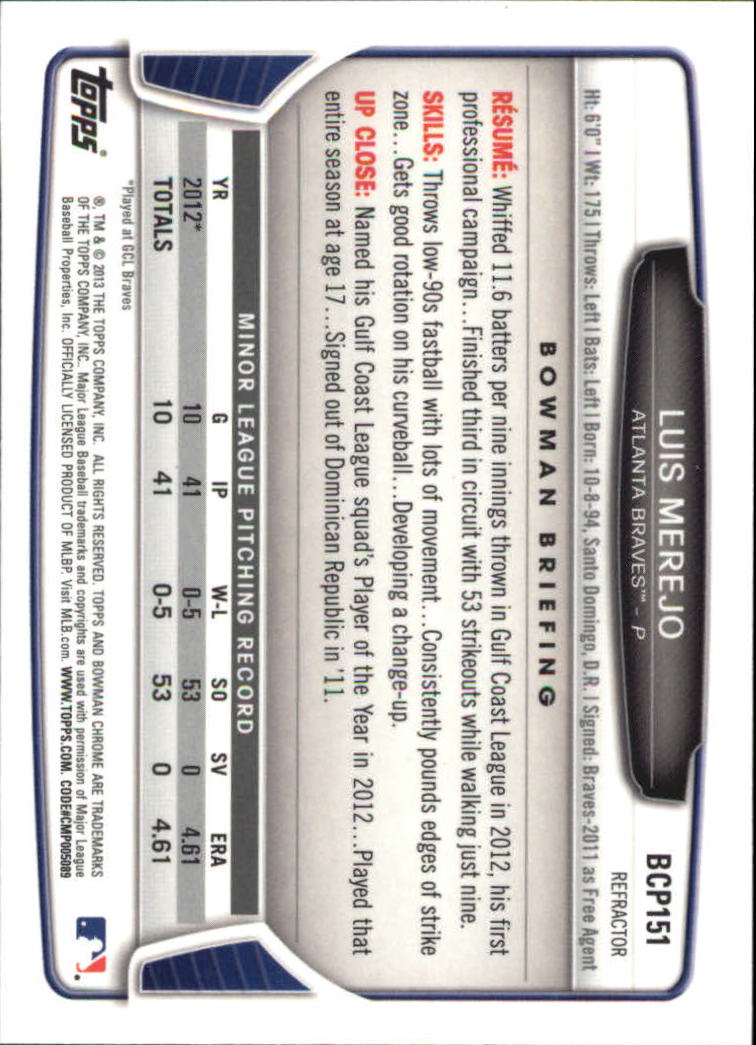 2013 Bowman Chrome Baseball Part 4 - Picture 229 of 316