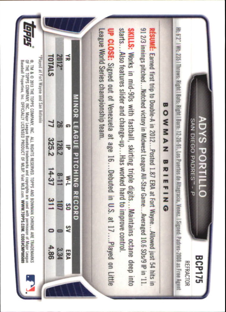 2013 Bowman Chrome Baseball Part 4 - Picture 262 of 316