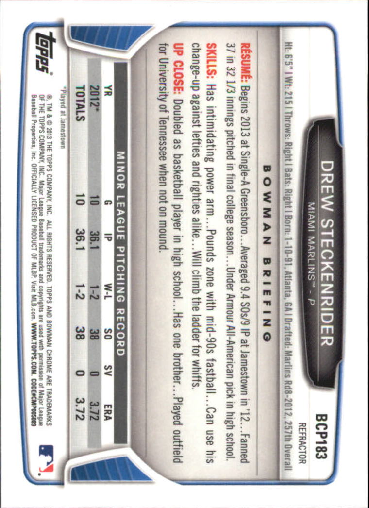 2013 Bowman Chrome Baseball Part 4 - Picture 272 of 316