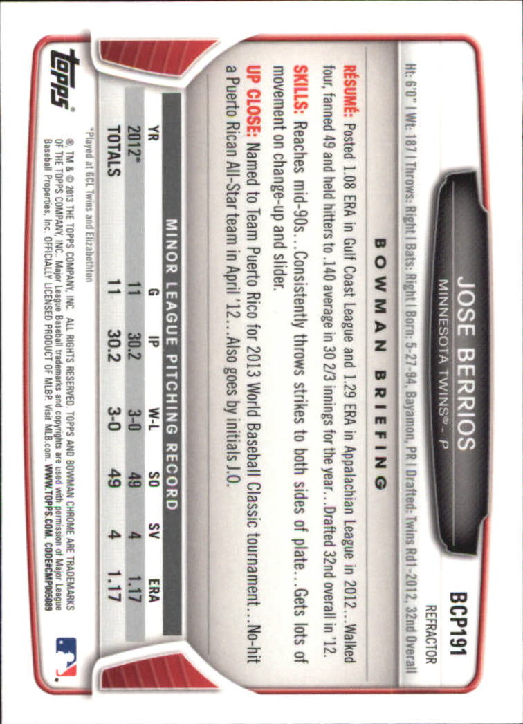 2013 Bowman Chrome Baseball Part 4 - Picture 284 of 316