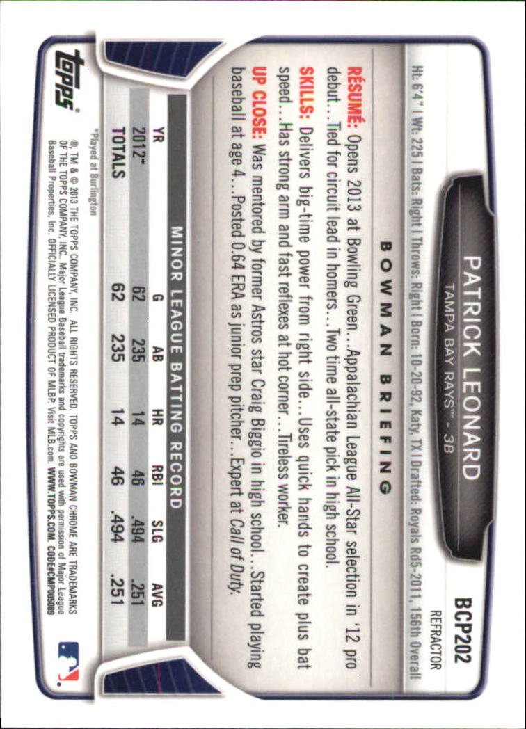 2013 Bowman Chrome Baseball Part 4 - Picture 292 of 316
