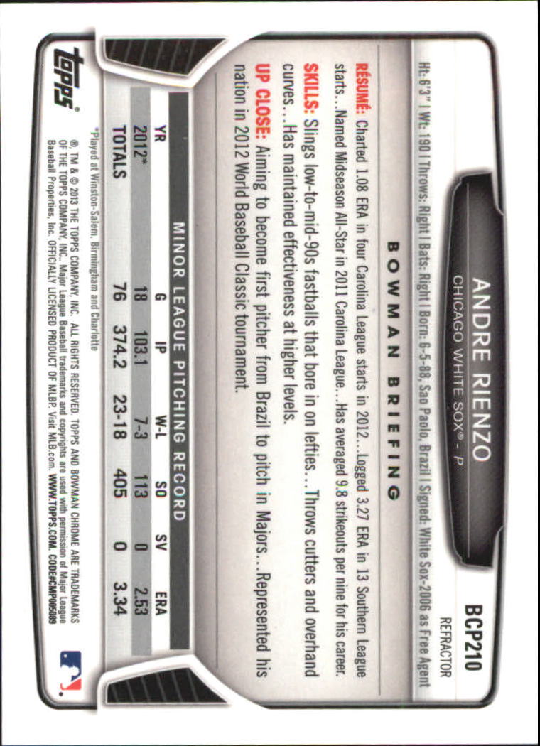 2013 Bowman Chrome Baseball Part 4 - Picture 304 of 316