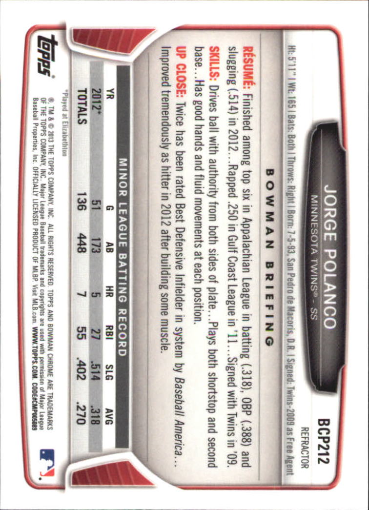 2013 Bowman Chrome Baseball Part 4 - Picture 307 of 316