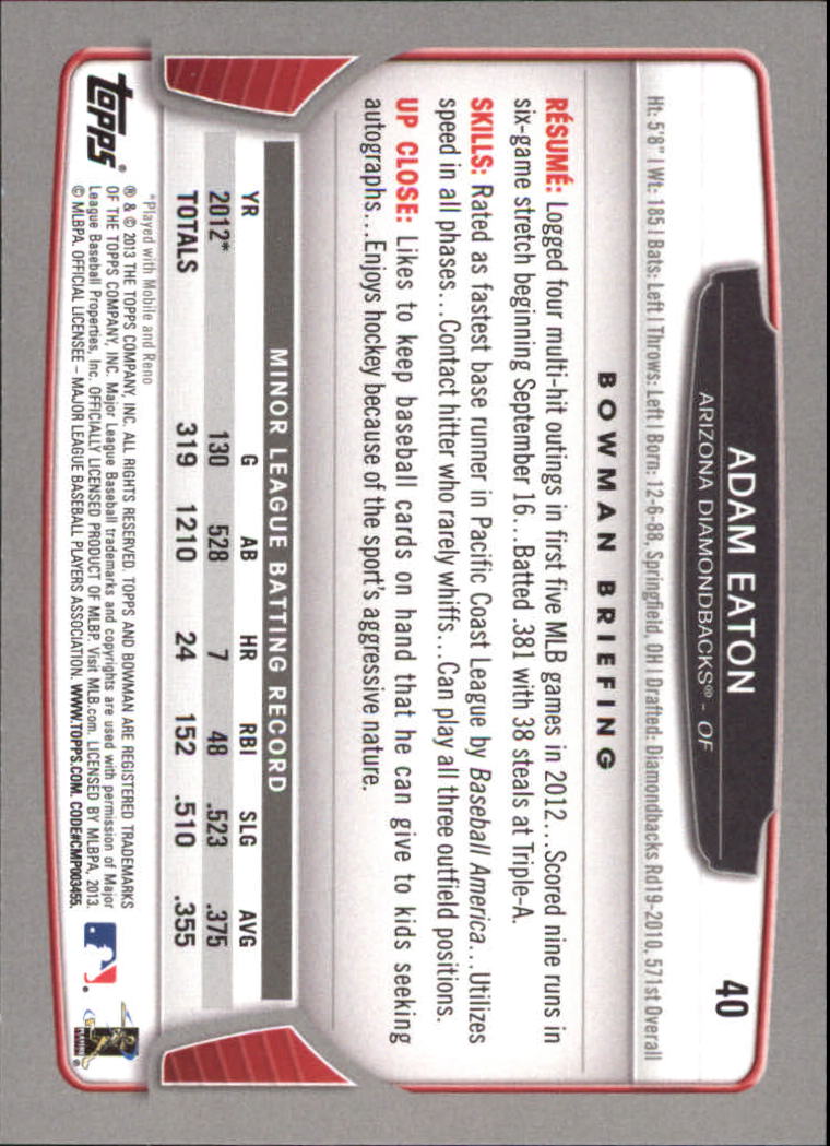2013 Bowman Baseball "Main Set Red and Silver Ice" Parallel Cards - Picture 12 of 31