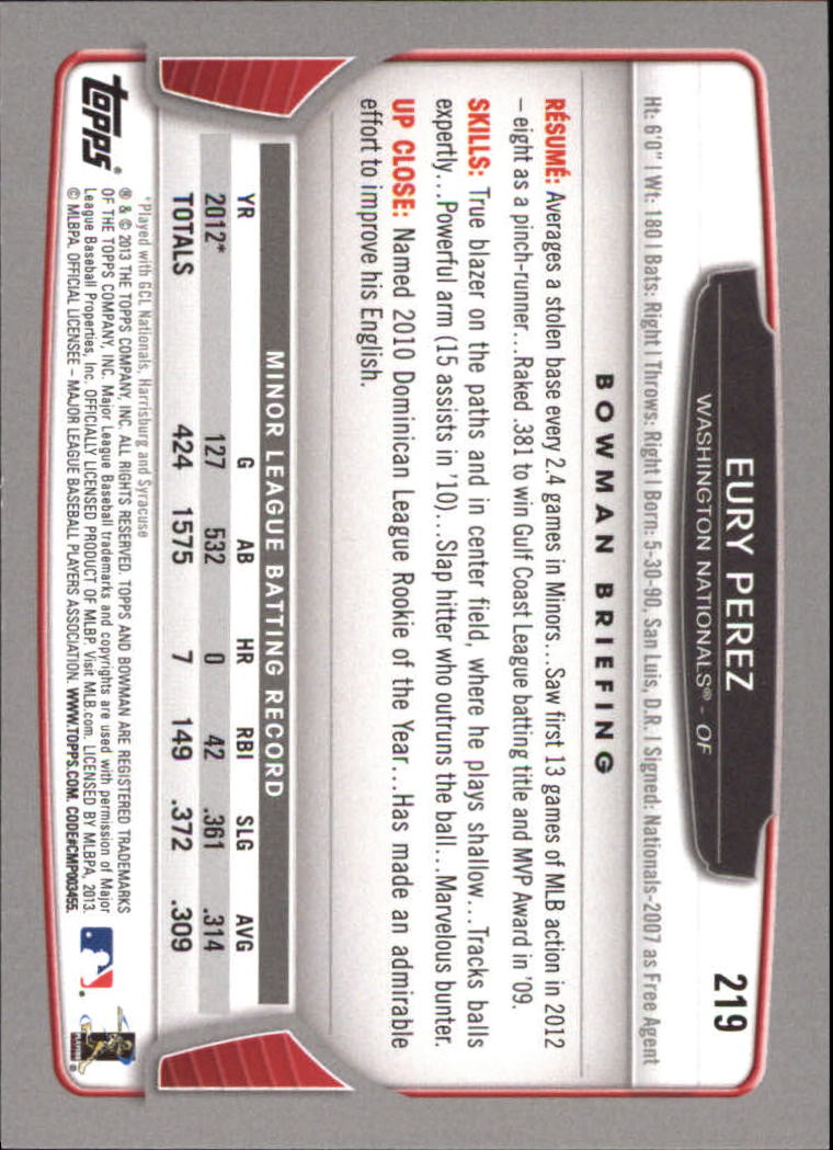 2013 Bowman Baseball "Main Set Red and Silver Ice" Parallel Cards - Picture 31 of 31