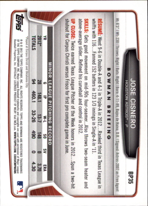 2013 Bowman Baseball "Prospects Purple and Silver Ice" Insert Parallel Cards - Picture 8 of 22