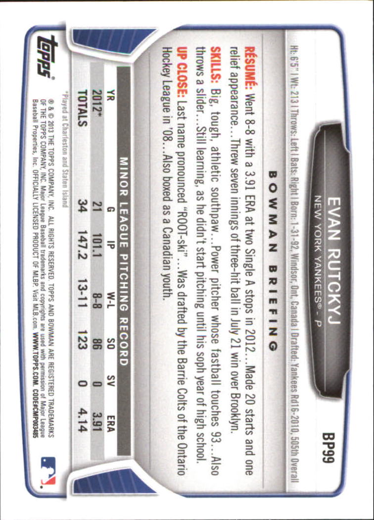 2013 Bowman Baseball "Prospects Purple and Silver Ice" Insert Parallel Cards - Picture 19 of 22