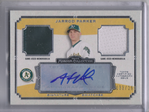 2013 Topps Museum Collection Signature Swatches Dual Relic Autographs #JPA Jarrod Parker/299