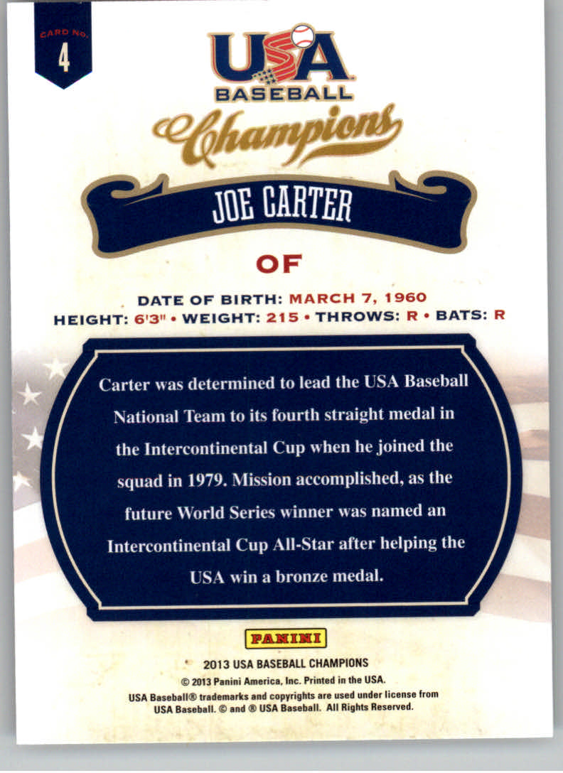 2013 USA Baseball Champions #4 Joe Carter back image