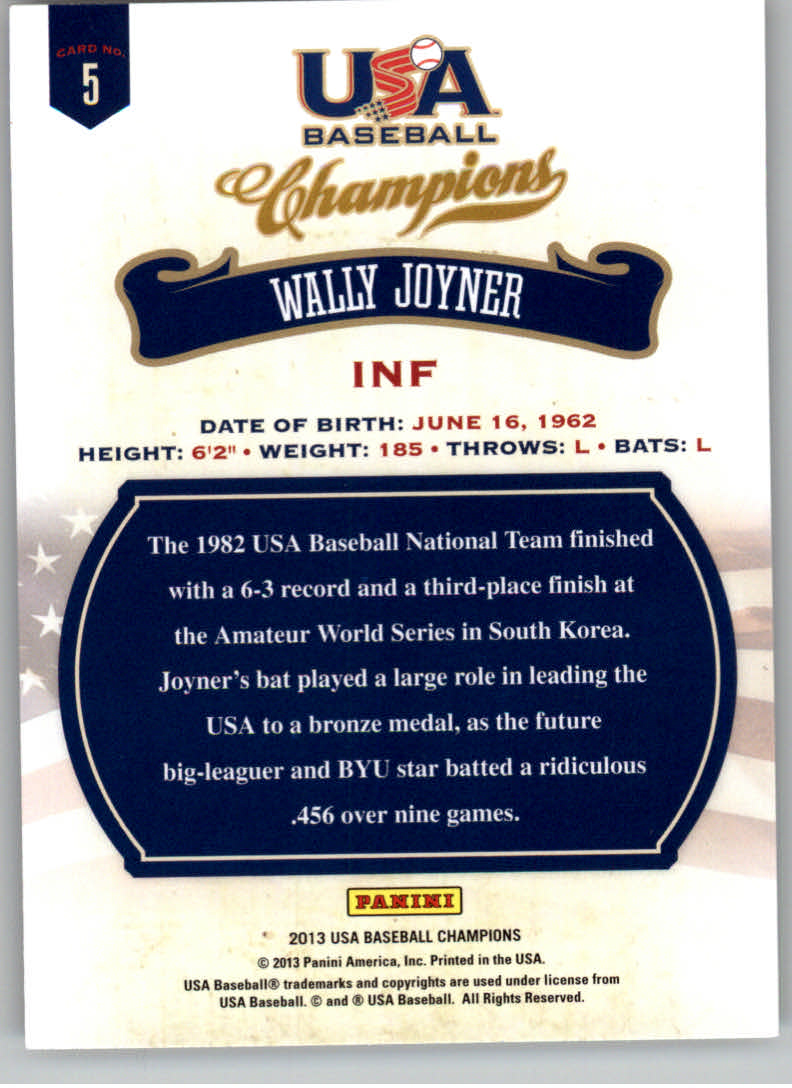 2013 USA Baseball Champions #5 Wally Joyner back image