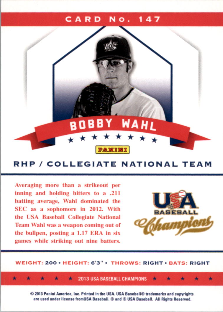 2013 USA Baseball Champions #147 Bobby Wahl back image