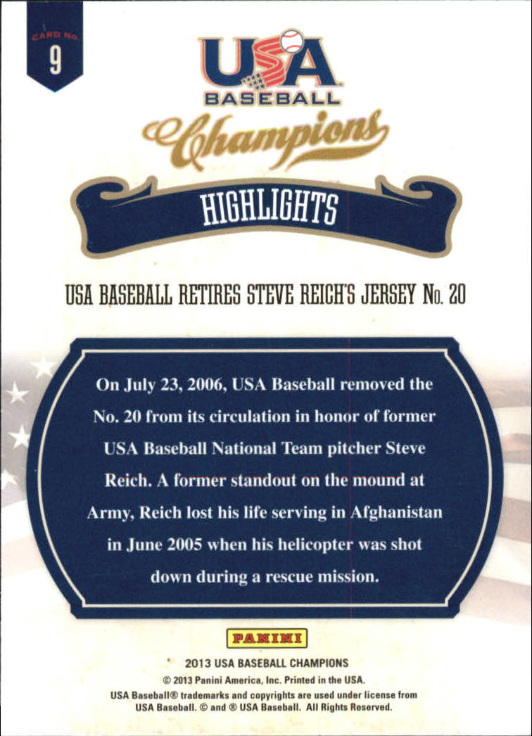 2013 USA Baseball Champions Highlights #9 Steve Reich back image