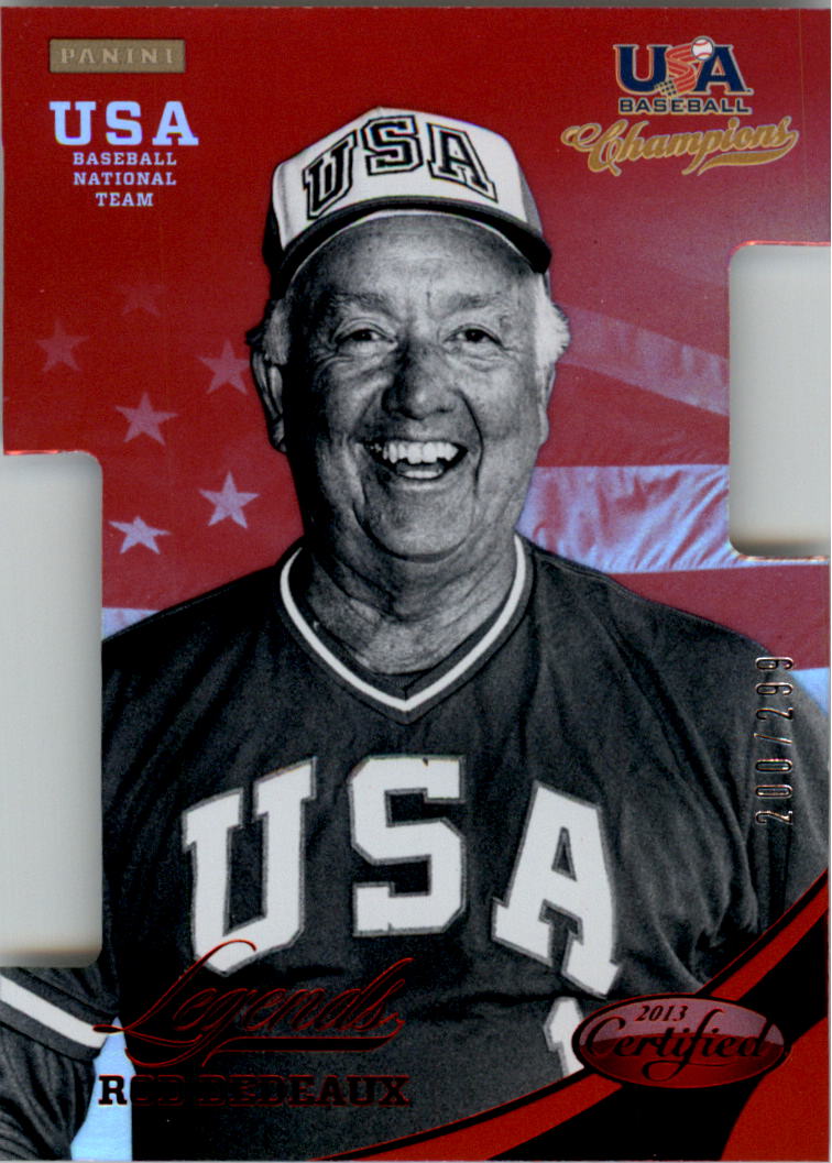 2013 USA Baseball Champions Legends Certified Die-Cuts Mirror Red #15 Rod Dedeaux