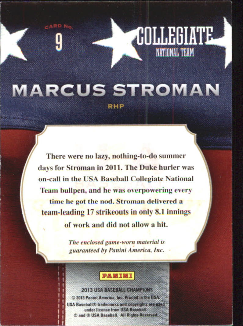 2013 USA Baseball Champions Game Gear Jerseys #9 Marcus Stroman back image