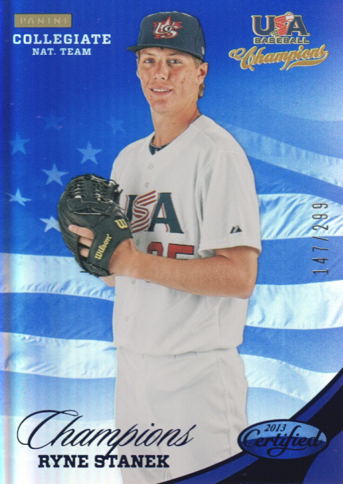 2013 USA Baseball Champions National Team Mirror Blue #144 Ryne Stanek