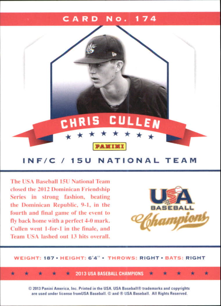 2013 USA Baseball Champions National Team Mirror Green #174 Chris Cullen back image