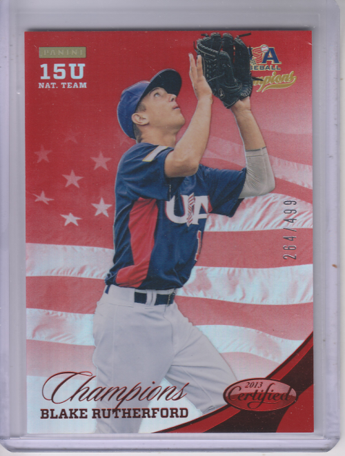 2013 USA Baseball Champions National Team Mirror Red #184 Blake Rutherford