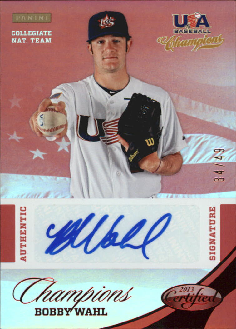 2013 USA Baseball Champions National Team Certified Signatures Mirror Red #22 Bobby Wahl