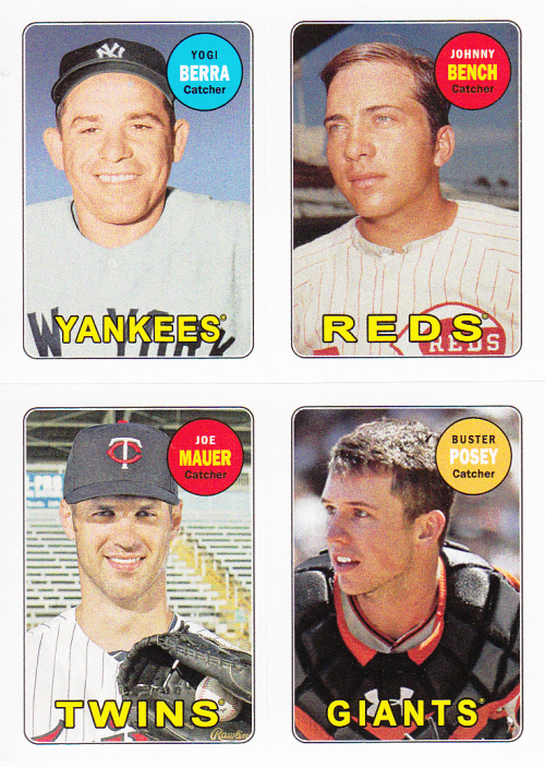 2013 Topps Archives Four-In-One #BBMP Yogi Berra/Johnny Bench/Joe Mauer/Buster Posey