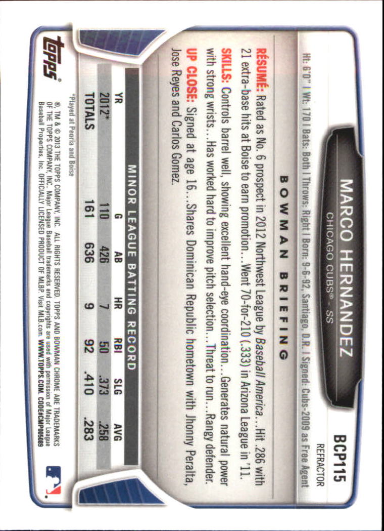 2013 Bowman Chrome Baseball Part 4 - Picture 75 of 316