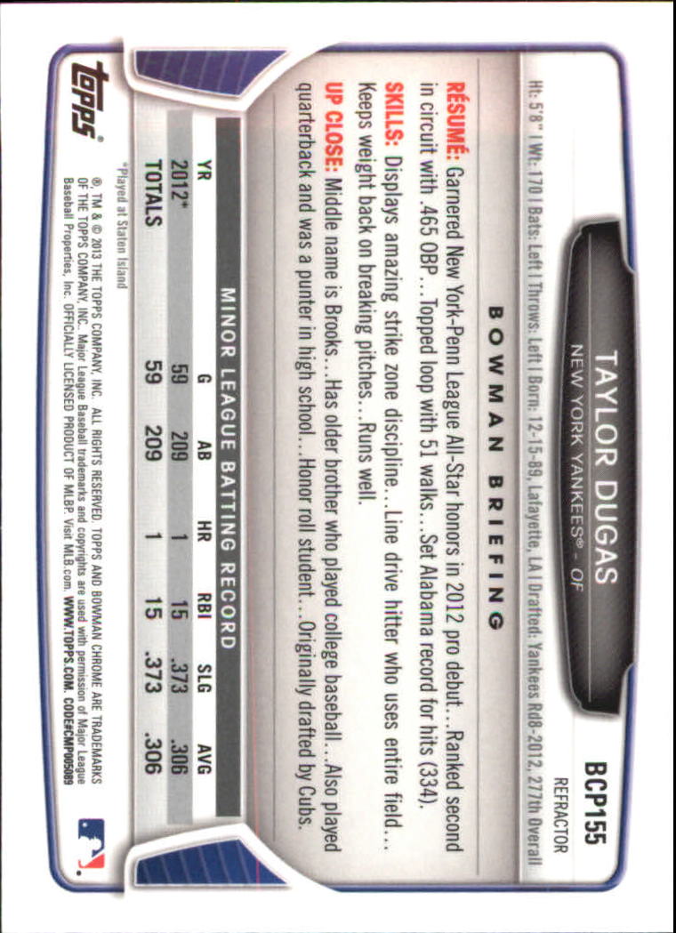 2013 Bowman Chrome Baseball Part 4 - Picture 108 of 316