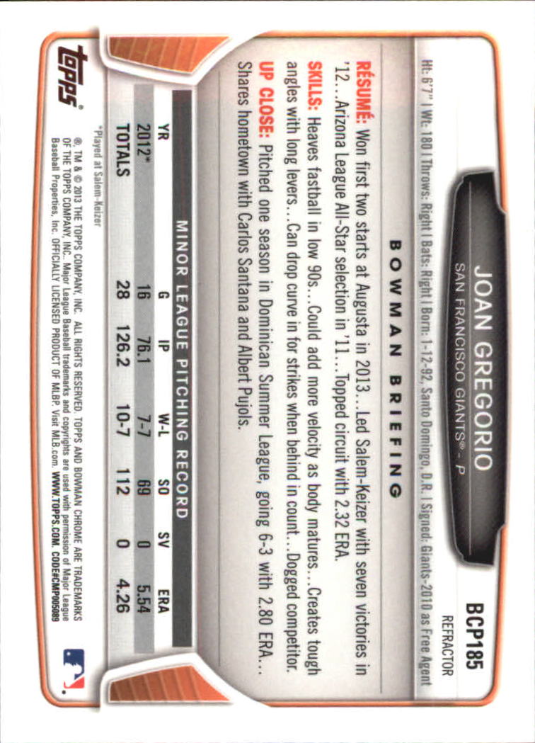 2013 Bowman Chrome Baseball Part 4 - Picture 125 of 316