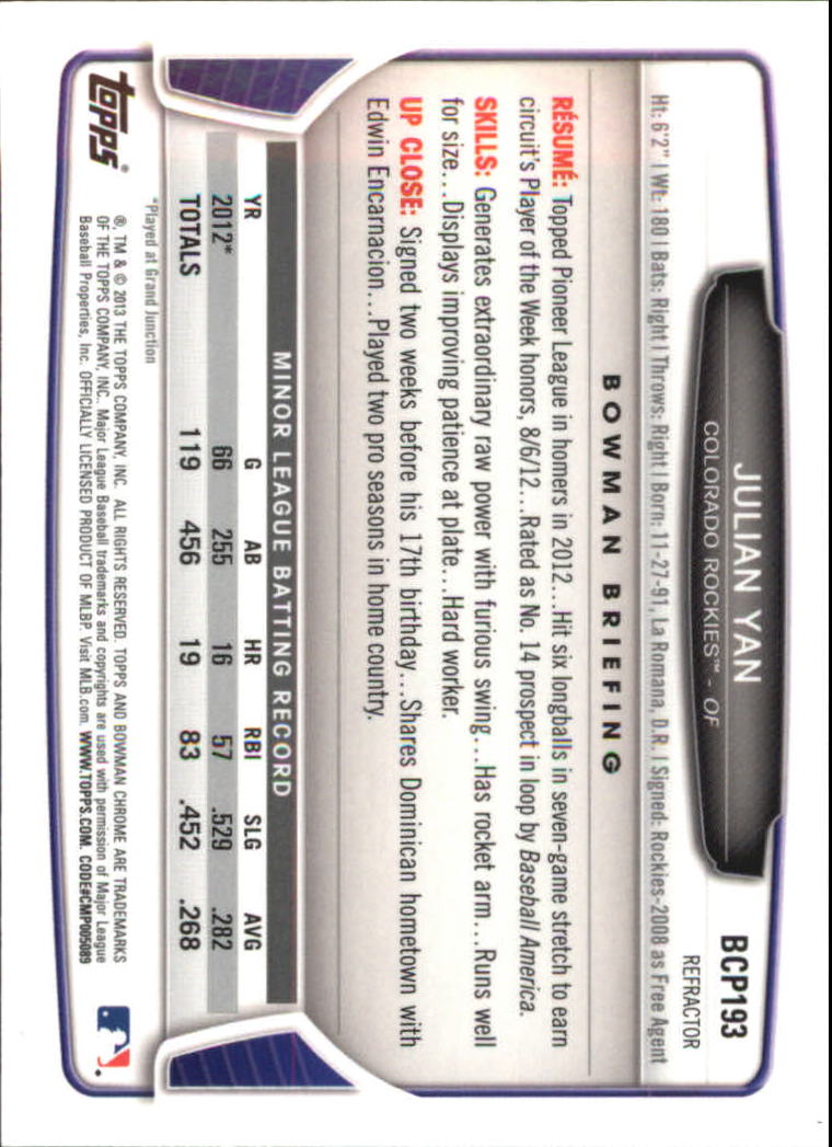 2013 Bowman Chrome Baseball Part 4 - Picture 130 of 316