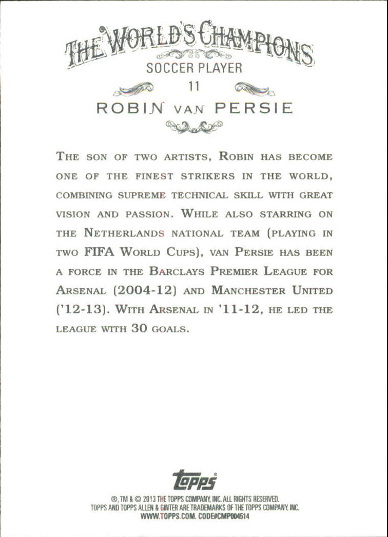2013 Topps Allen and Ginter #11 Robin van Persie back image