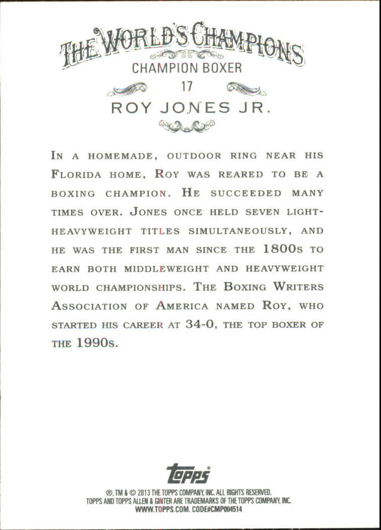 2013 Topps Allen and Ginter #17 Roy Jones Jr. back image
