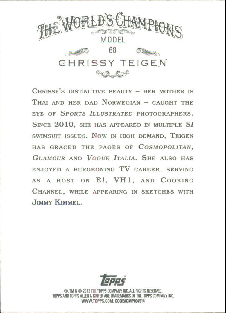 2013 Topps Allen and Ginter #68 Chrissy Teigen back image