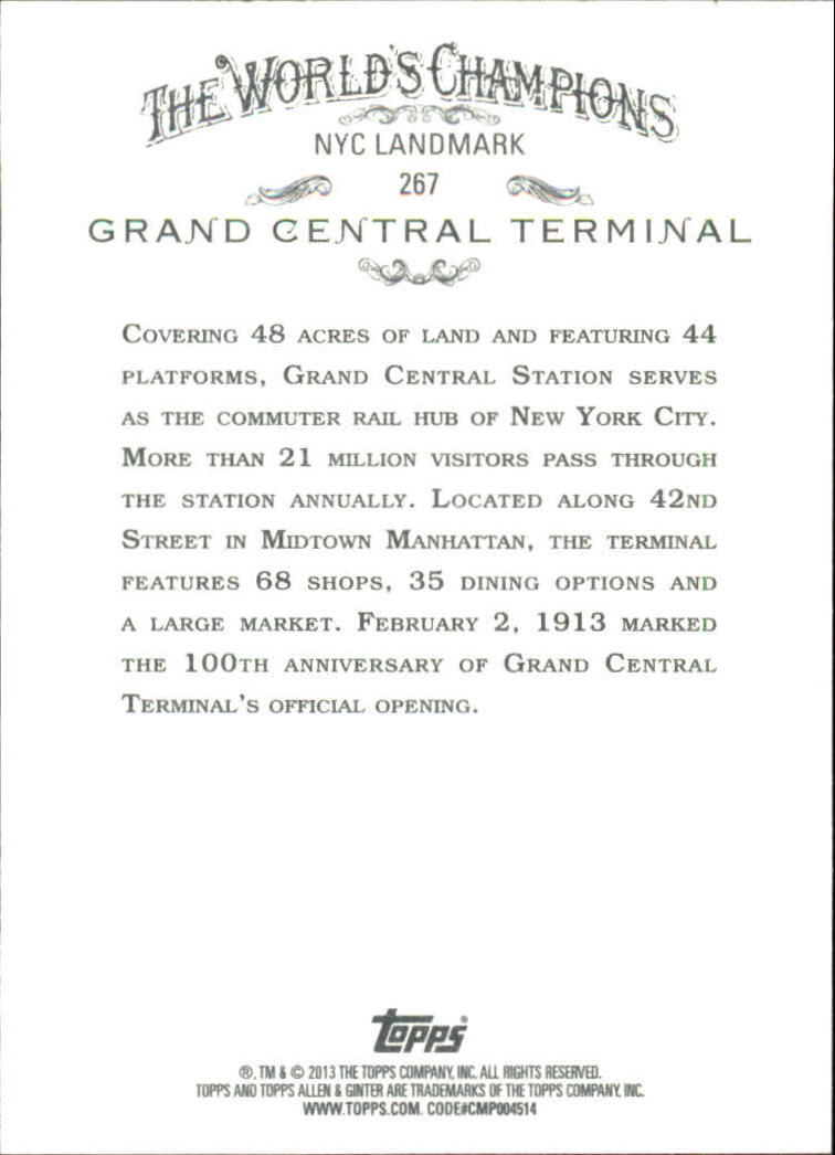 2013 Topps Allen and Ginter #267 Grand Central Terminal back image