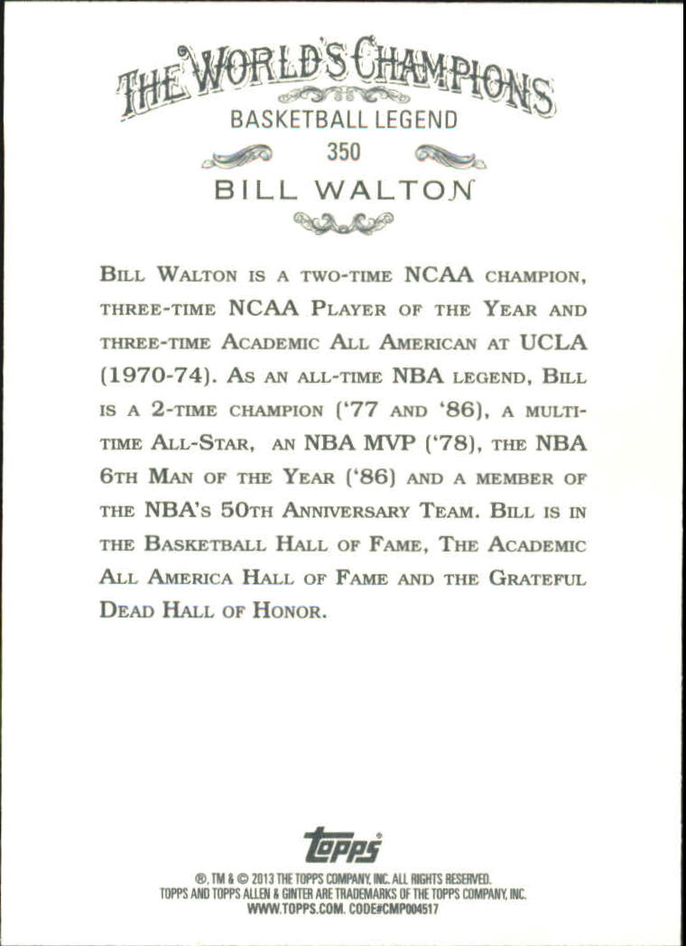 2013 Topps Allen and Ginter #350 Bill Walton SP back image