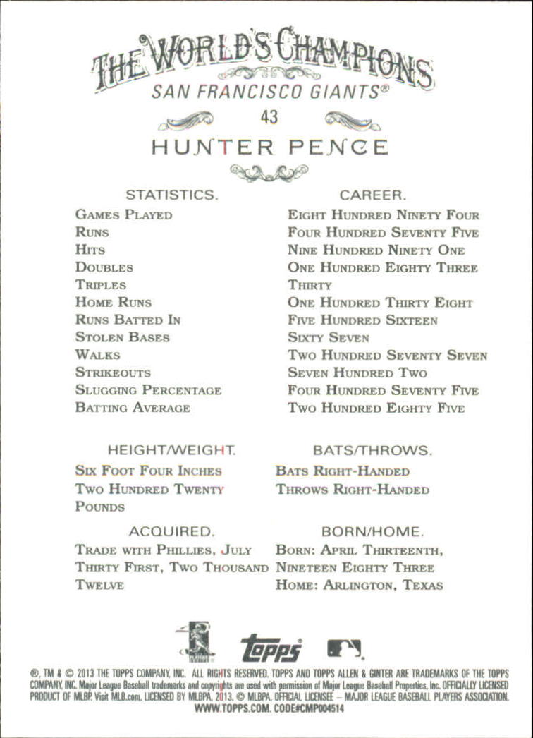 2013 Topps Allen & Ginter Baseball Part 2 - Picture 455 of 455