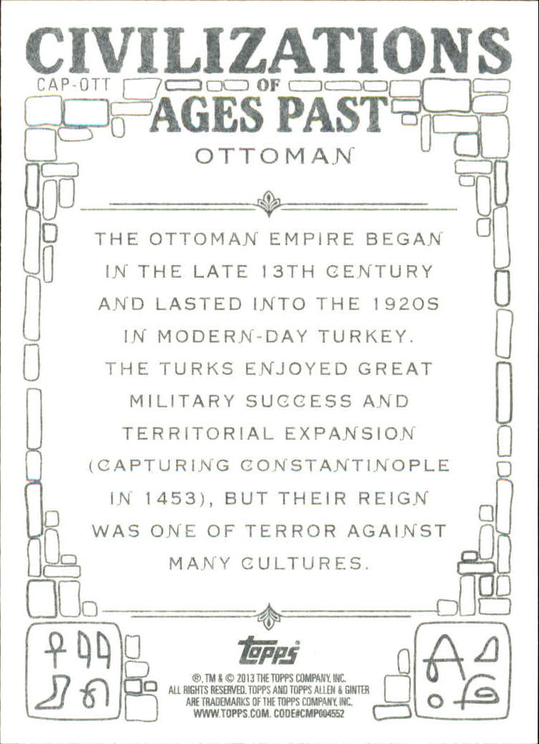 2013 Topps Allen and Ginter Civilizations of Ages Past #OTT Ottoman back image