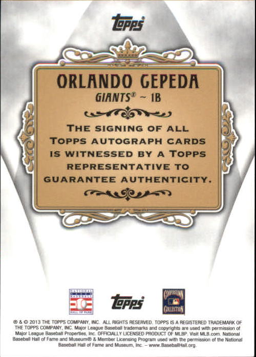2013 Topps Replacement Autographs #OC Orlando Cepeda back image