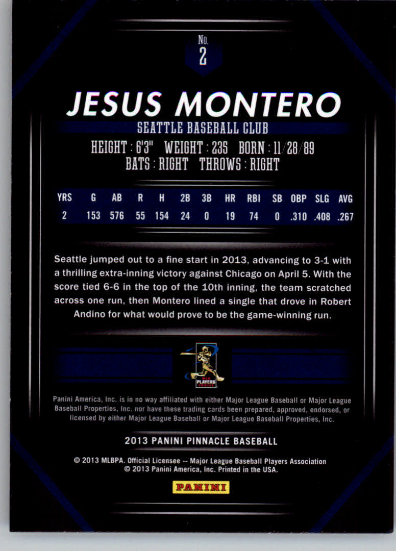 2013 Pinnacle #2 Jesus Montero back image